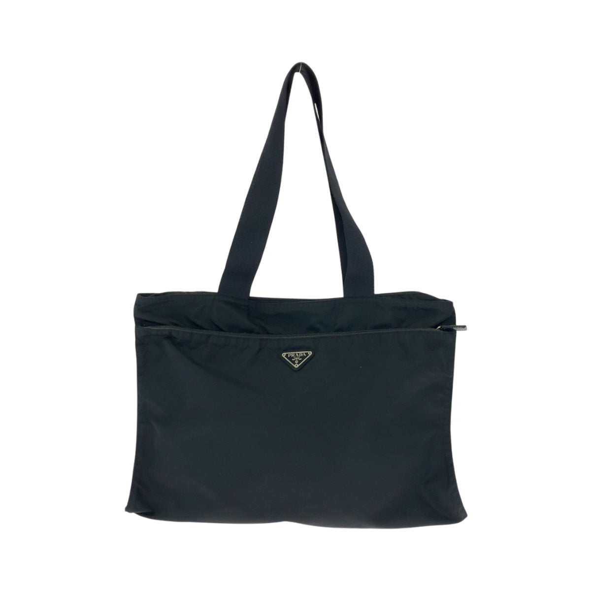 PRADA Tote Bag Nylon Black SilverMetal Tote Bag handbag Test Triangle With logo Women