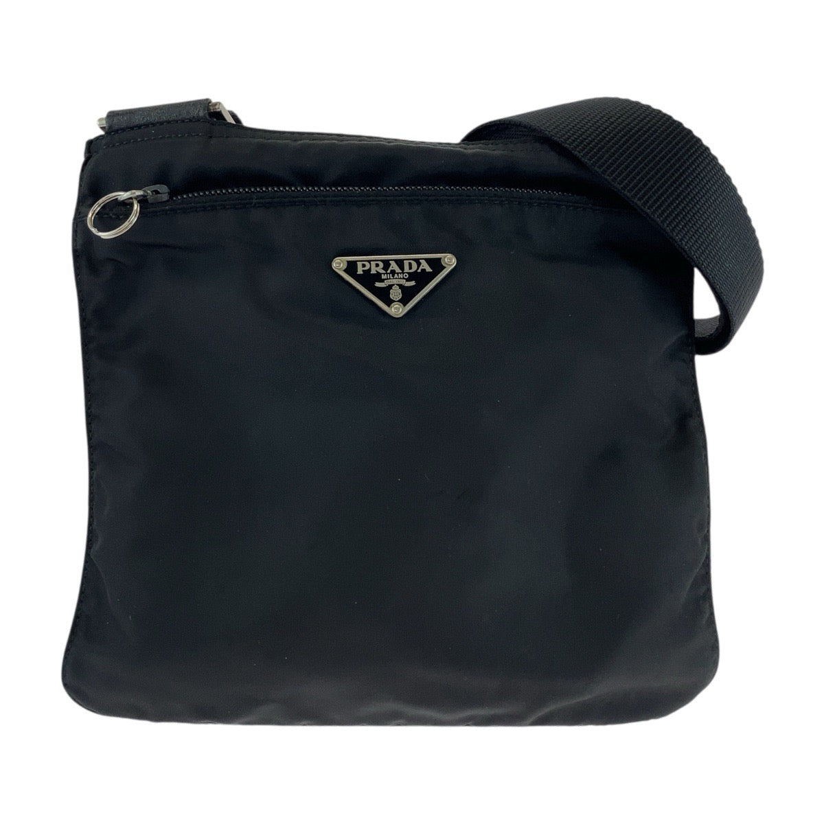PRADA Shoulder Bag Nylon Black SilverMetal Shoulder Bag pochette Test Triangle With logo Women