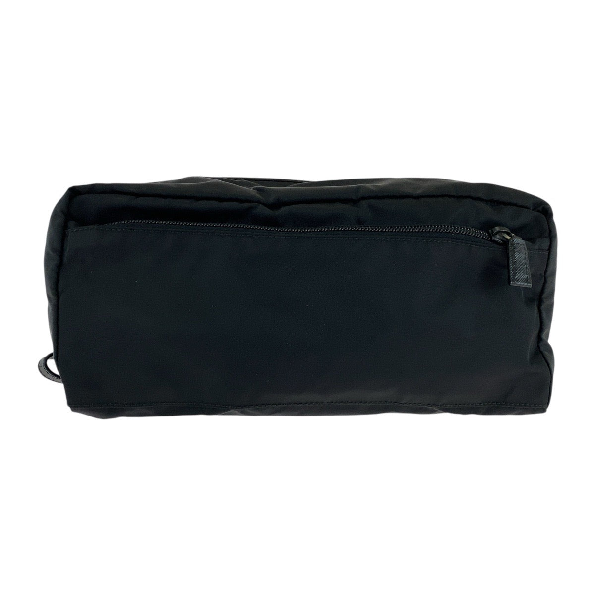 PRADA Clutch bag Nylon, Leather Black SilverMetal Clutch bag business bag pouch Testo Saffiano leather Triangle With logo mens
