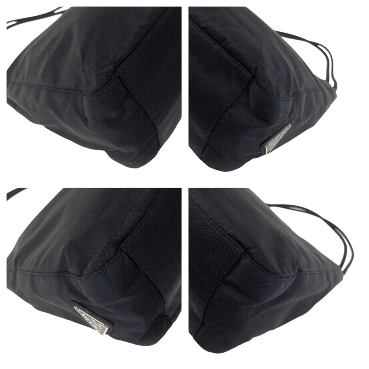 PRADA Tote Bag Nylon Black SilverMetal Tote Bag Shoulder Bag Test Triangle With logo Women