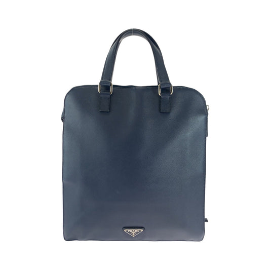 PRADA Business bag leather Navy Safiano Triangle With logo