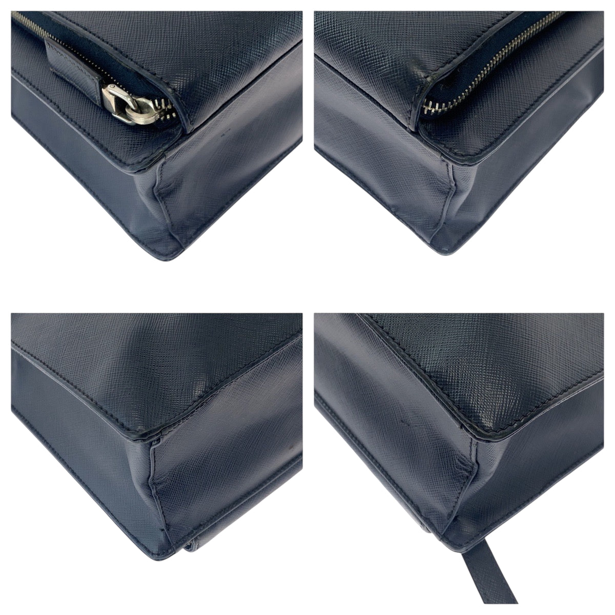 PRADA Business bag leather Navy Safiano Triangle With logo