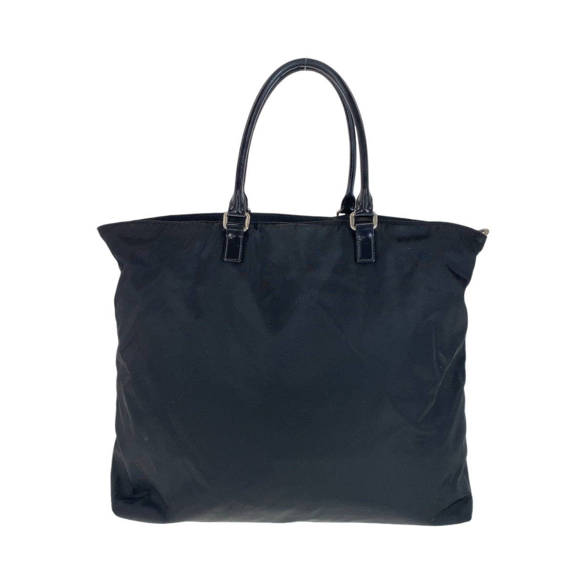 PRADA Tote Bag Nylon Black SilverMetal Tote Bag Shoulder Bag 2way Test Logo embossed Women
