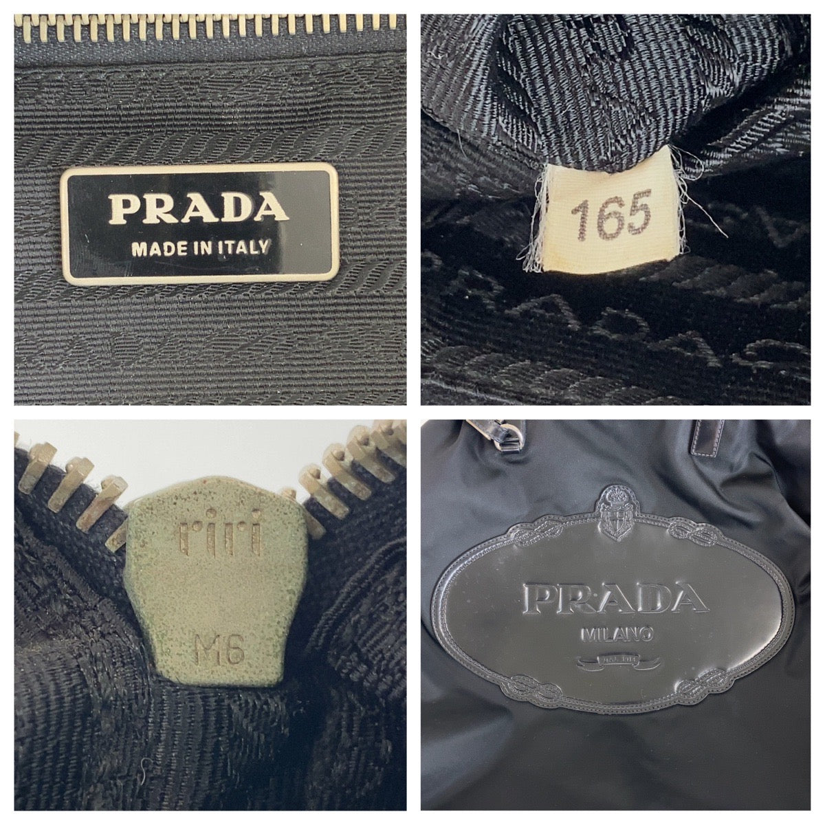 PRADA Tote Bag Nylon Black SilverMetal Tote Bag Shoulder Bag 2way Test Logo embossed Women