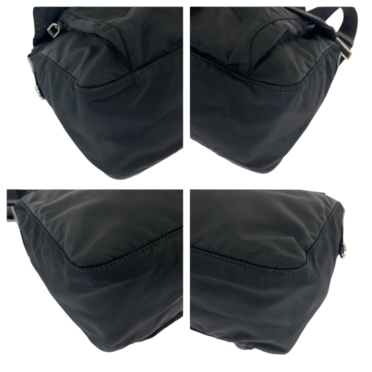 PRADA Shoulder Bag Nylon Black SilverMetal Shoulder Bag pochette Test Triangle With logo mens(Unisex)