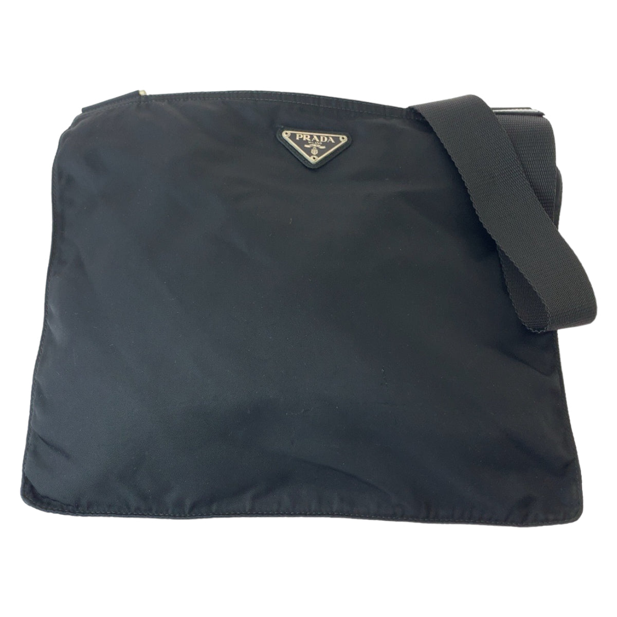 PRADA Shoulder Bag Nylon Black Silver Metal Shoulder Bag pochette Test Triangle With logo Women