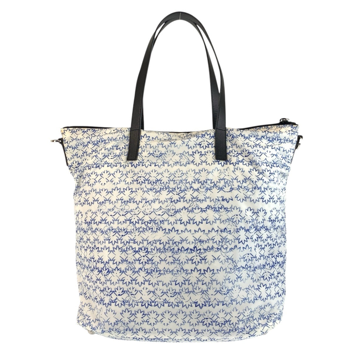 PRADA Tote Bag Nylon, Leather White blue black Tote Bag Shoulder Bag 2way Women
