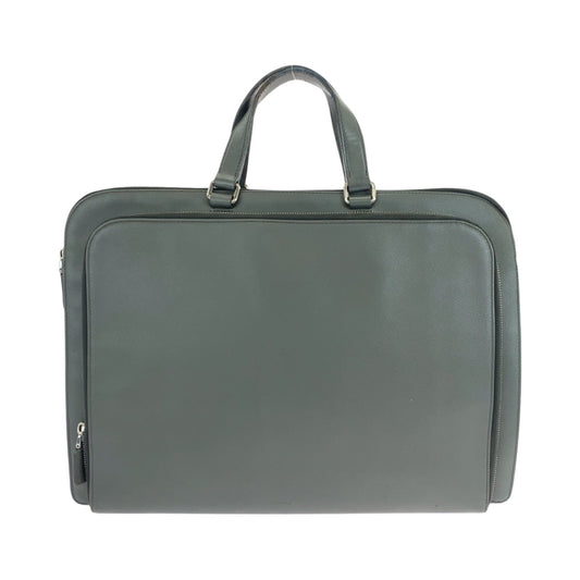 PRADA Business bag leather Grey SilverMetal Business bag handbag Safiano Triangle With logo Women