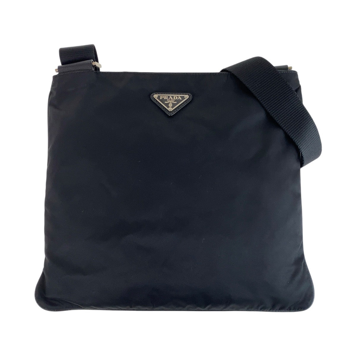 PRADA Shoulder Bag Nylon Black SilverMetal Shoulder Bag Messenger bag Test Triangle With logo Women