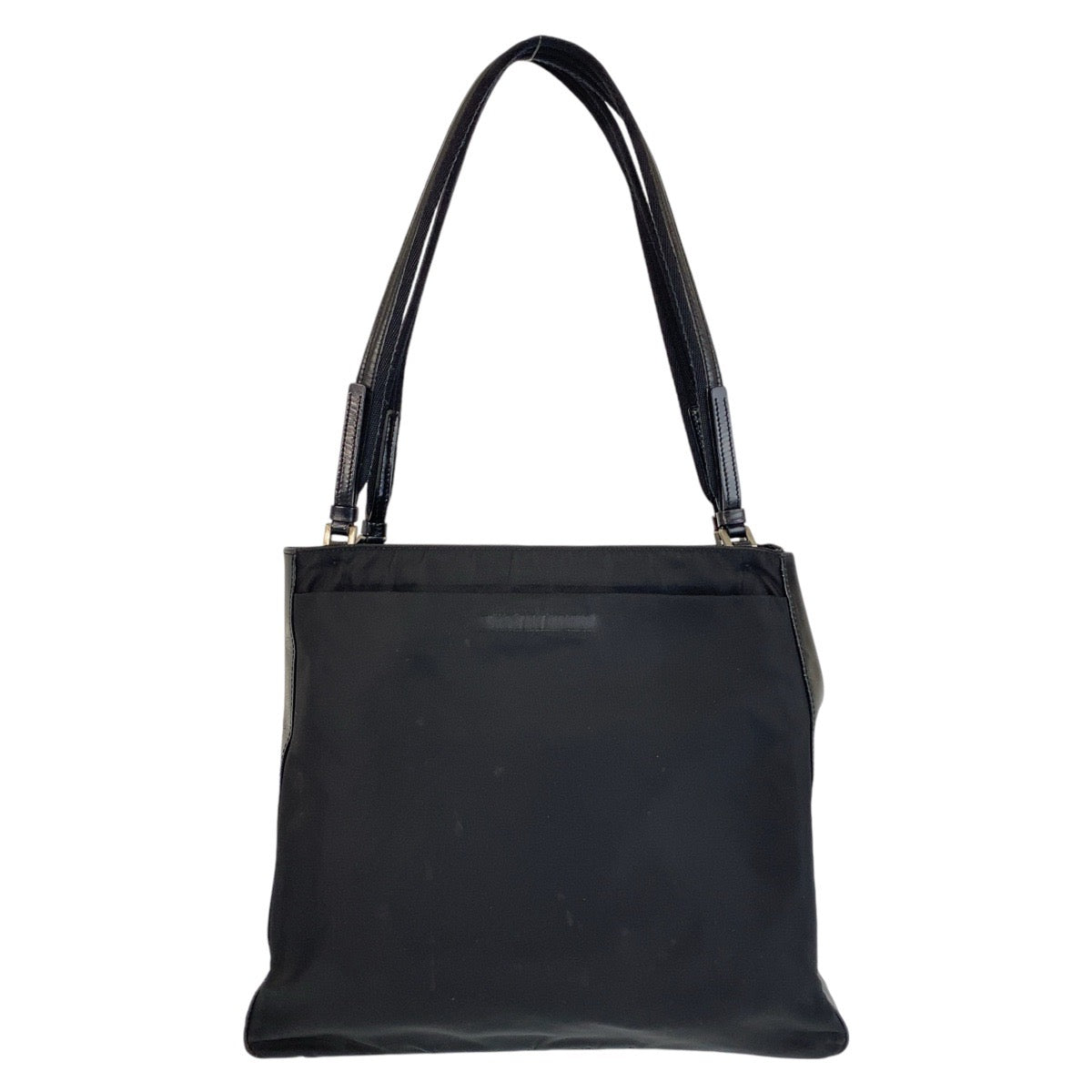 PRADA Tote Bag Nylon Black Silver Metal Tote Bag Shoulder Bag Test Triangle With logo Women