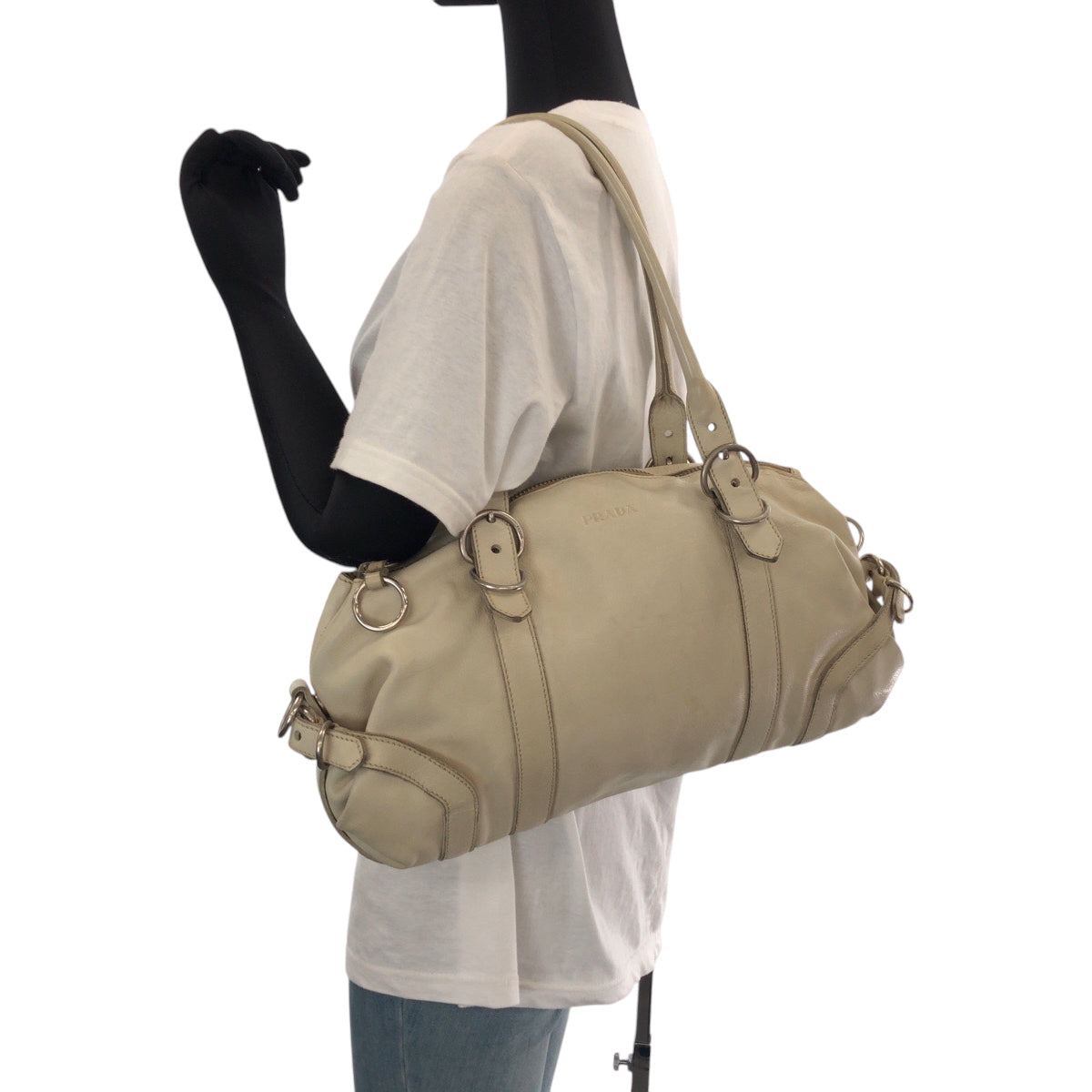 PRADA Handbag leather white Handbag Shoulder Bag Women