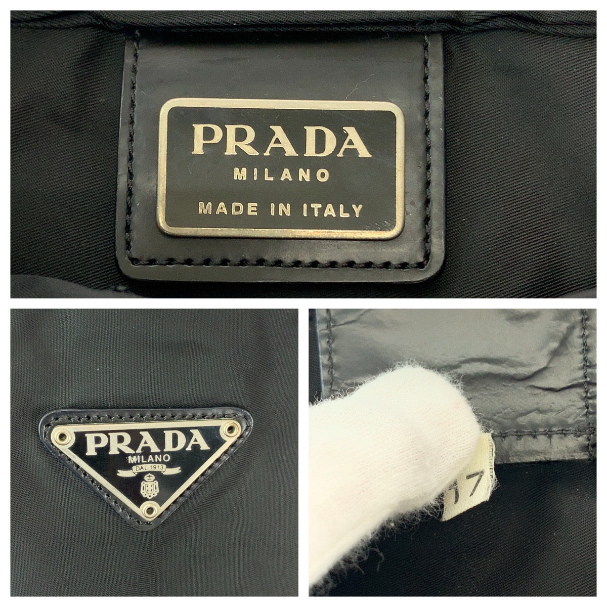 PRADA Shoulder Bag Nylon Black SilverMetal Shoulder Bag Messenger bag Test Triangle With logo Women
