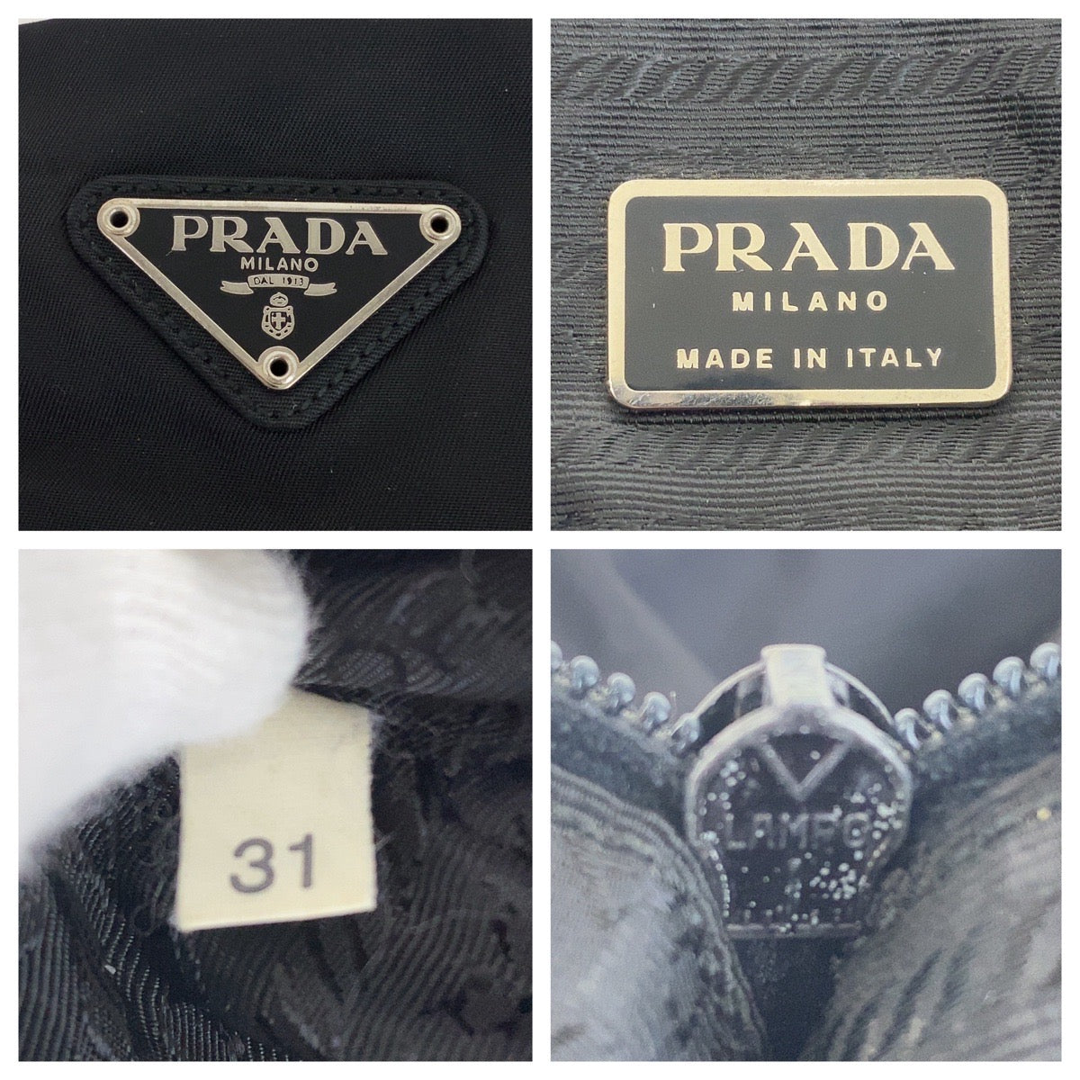 PRADA Tote Bag Nylon, Leather black Tote Bag Shoulder Bag Test Triangle With logo Women