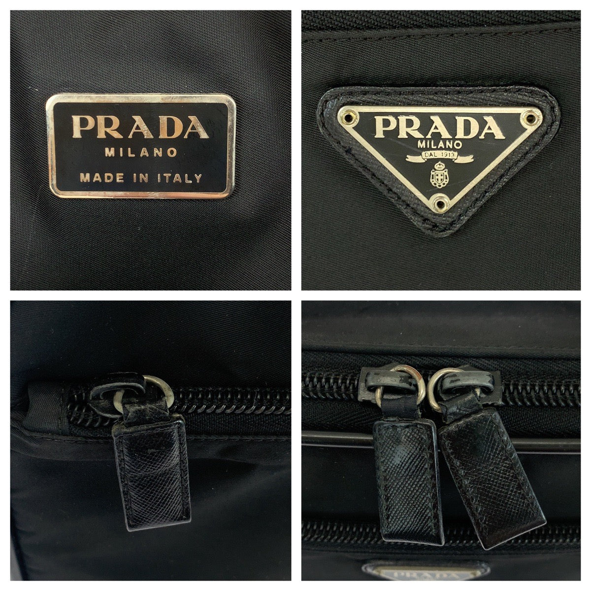 PRADA Shoulder Bag Nylon Black SilverMetal Test Triangle With logo