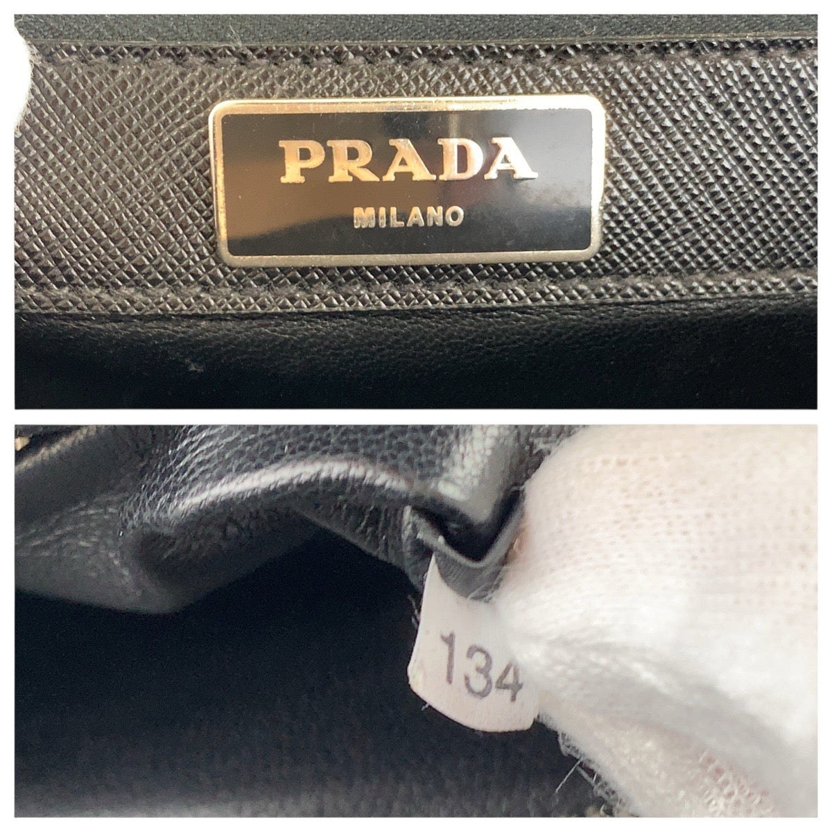 PRADA Business bag leather black Business bag briefcase Safiano mens