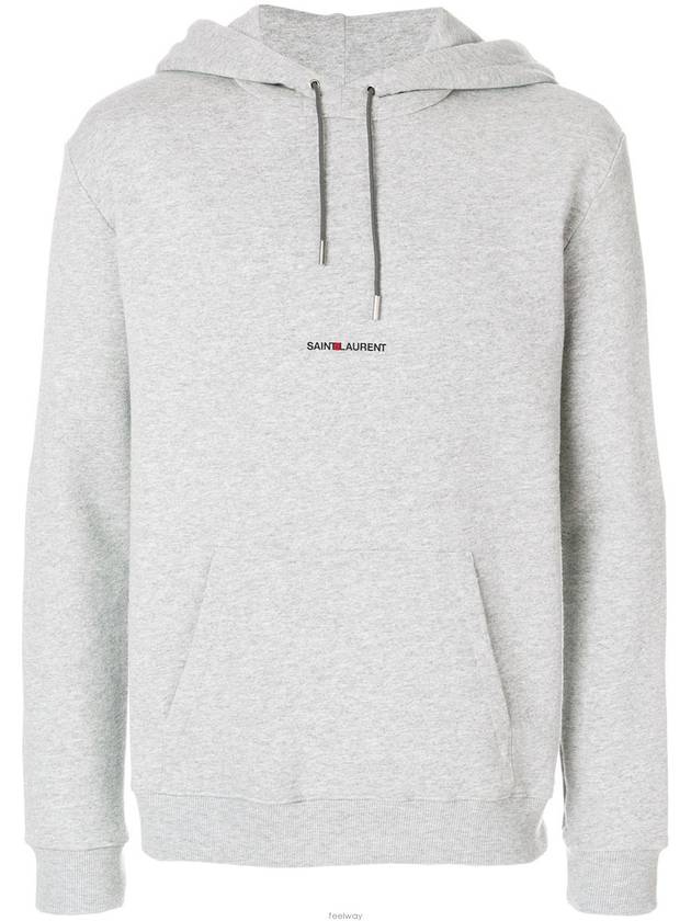 Luxury Saint Laurent Trending 2026 Men's Logo Print Fleece Hoodie Grey