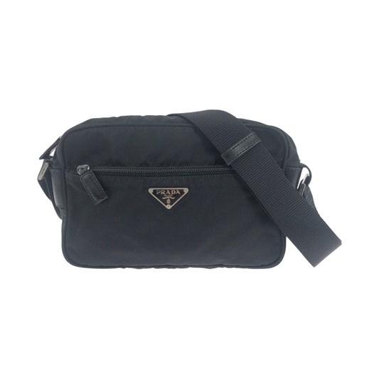 PRADA Shoulder Bag Nylon Black SilverMetal Shoulder Bag pochette Test Triangle With logo mens