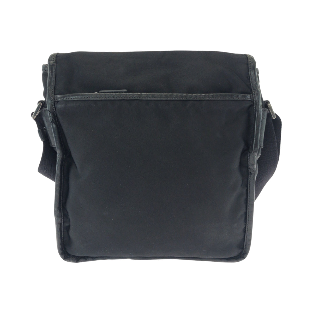 PRADA Shoulder Bag Nylon Black Silver Metal Test logo