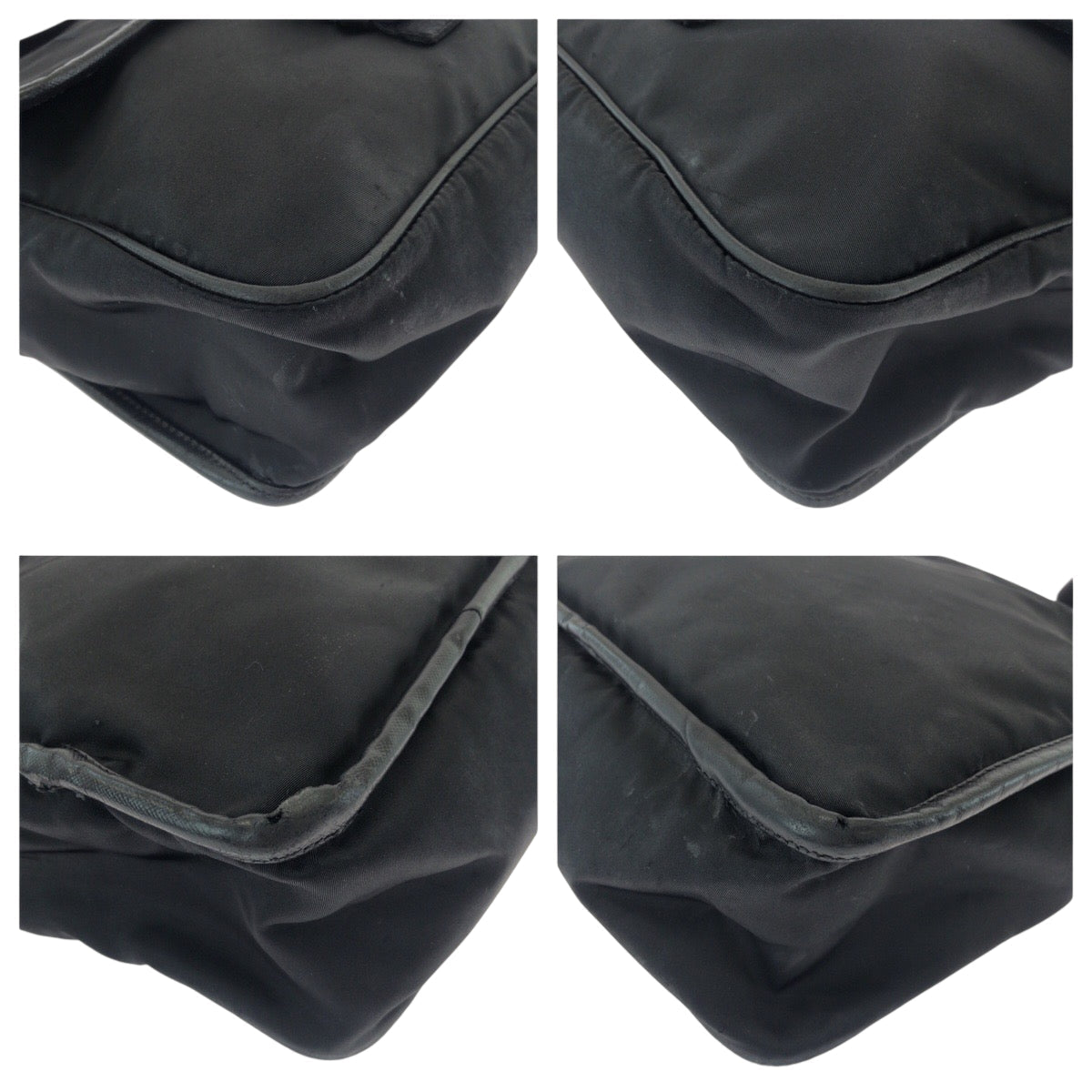 PRADA Shoulder Bag Nylon Black Silver Metal Test logo