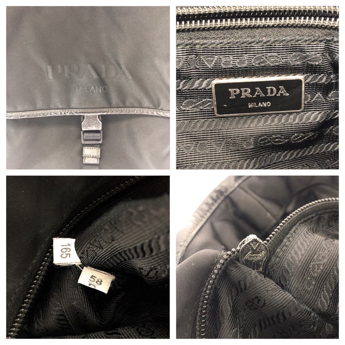 PRADA Shoulder Bag Nylon Black Silver Metal Test logo