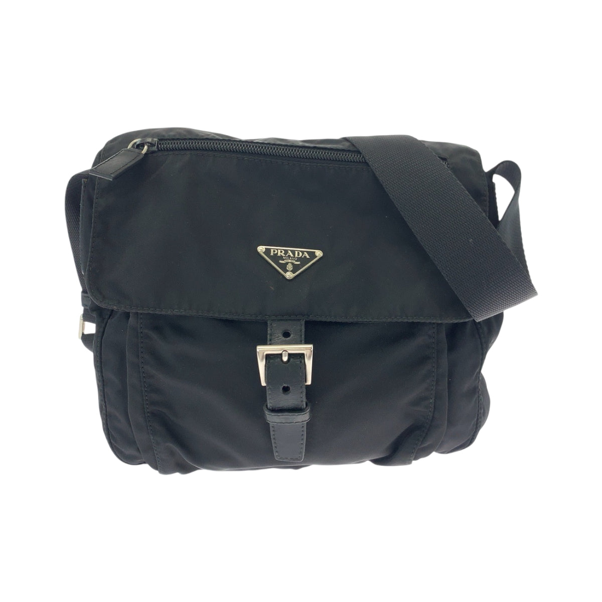 PRADA Shoulder Bag Nylon Black SilverMetal Shoulder Bag pochette Test Triangle With logo mens