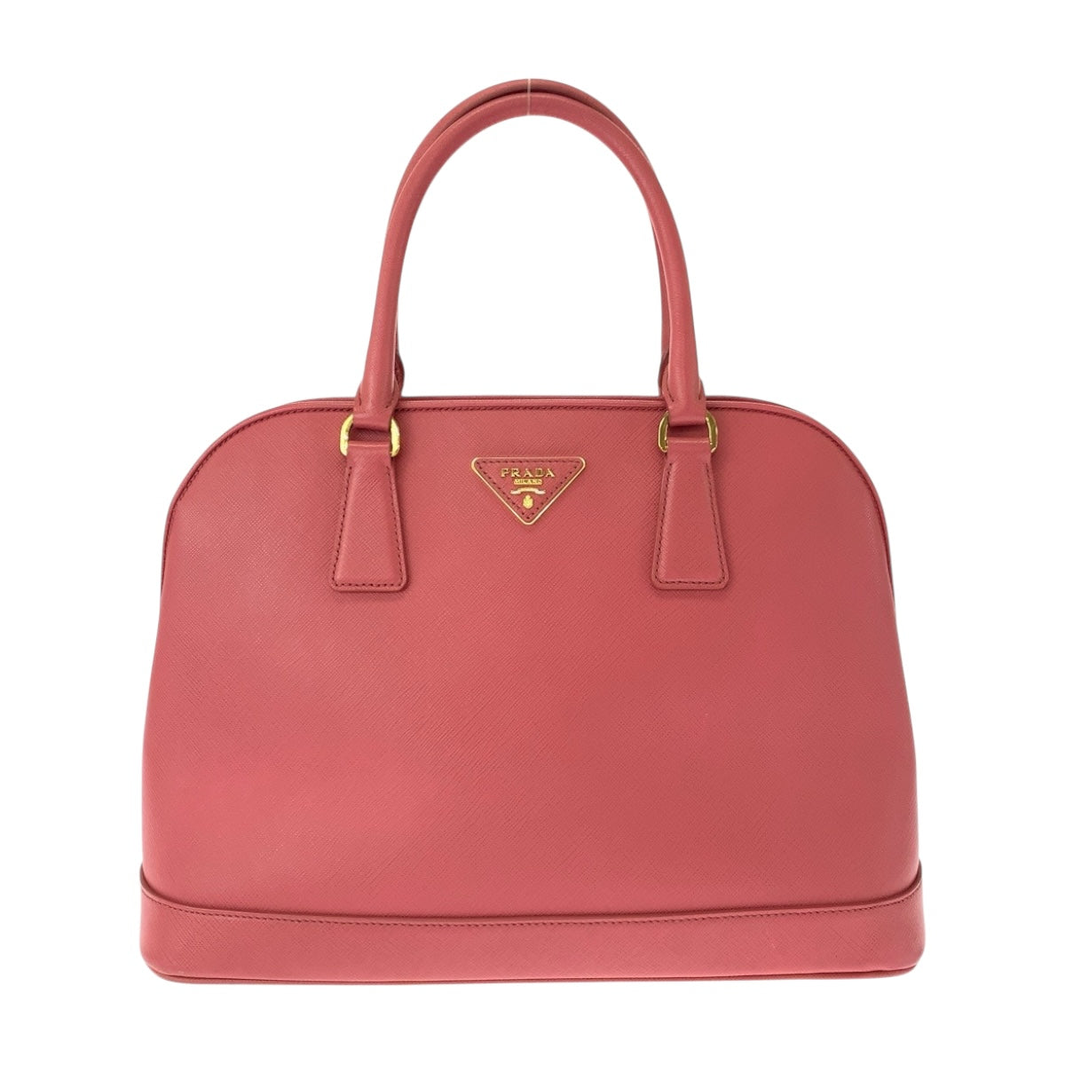 PRADA Handbag leather Pink Gold Metal Safiano Triangle With logo