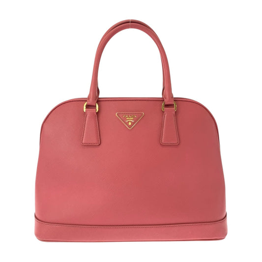 PRADA Handbag leather Pink Gold Metal Safiano Triangle With logo