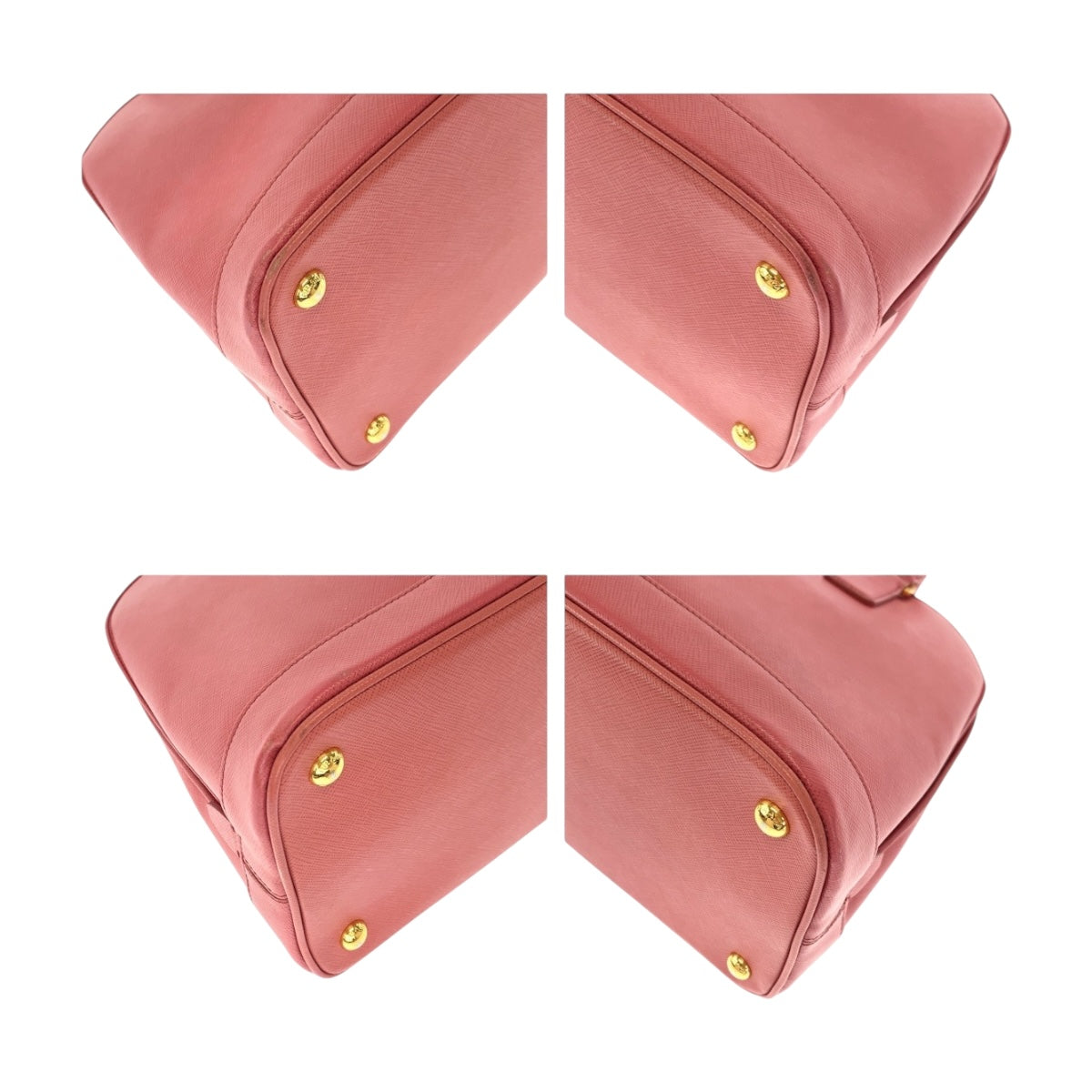 PRADA Handbag leather Pink Gold Metal Safiano Triangle With logo