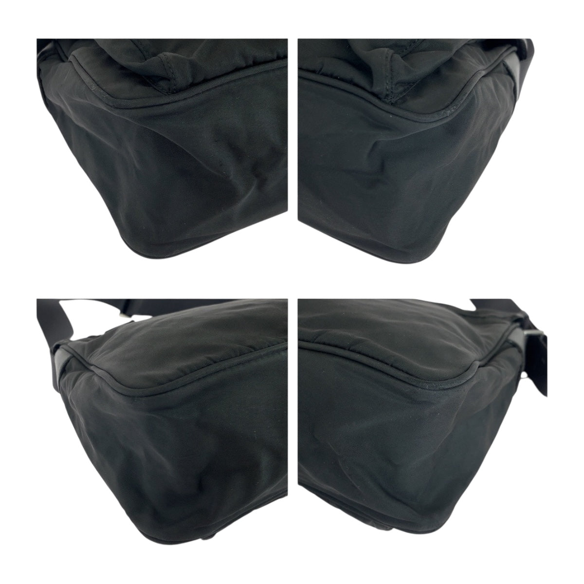 PRADA Shoulder Bag Nylon Black SilverMetal Test Triangle With logo