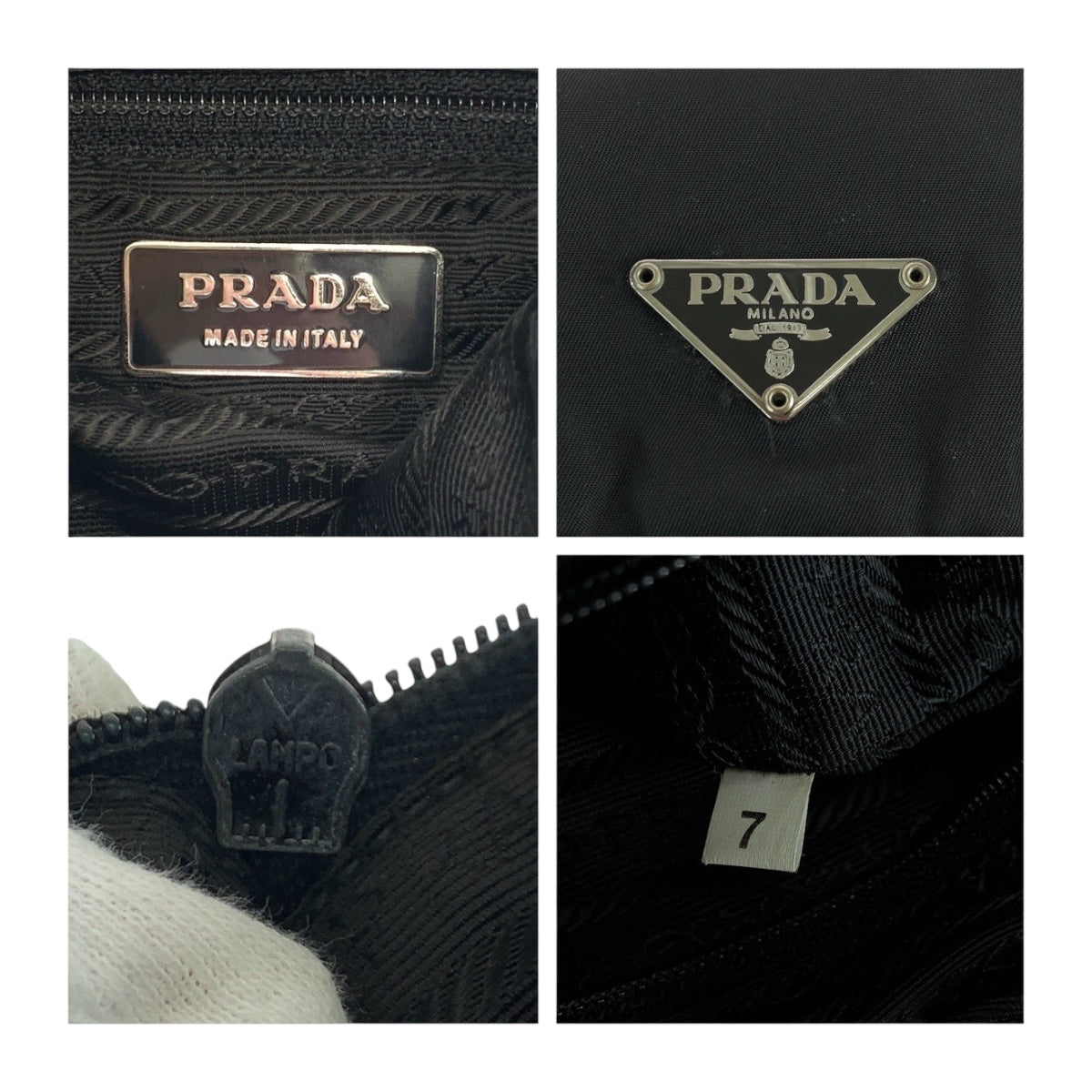 PRADA Shoulder Bag Nylon Black SilverMetal Test Triangle With logo