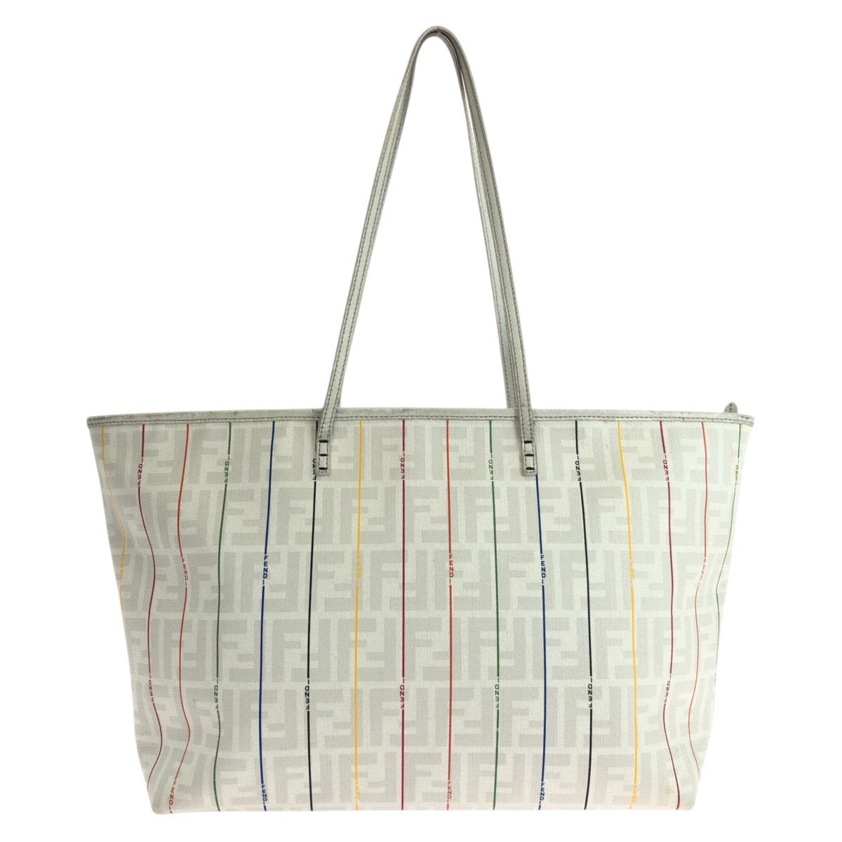 FENDI Tote Bag 88H185 HQP leather White multicolor Zucca