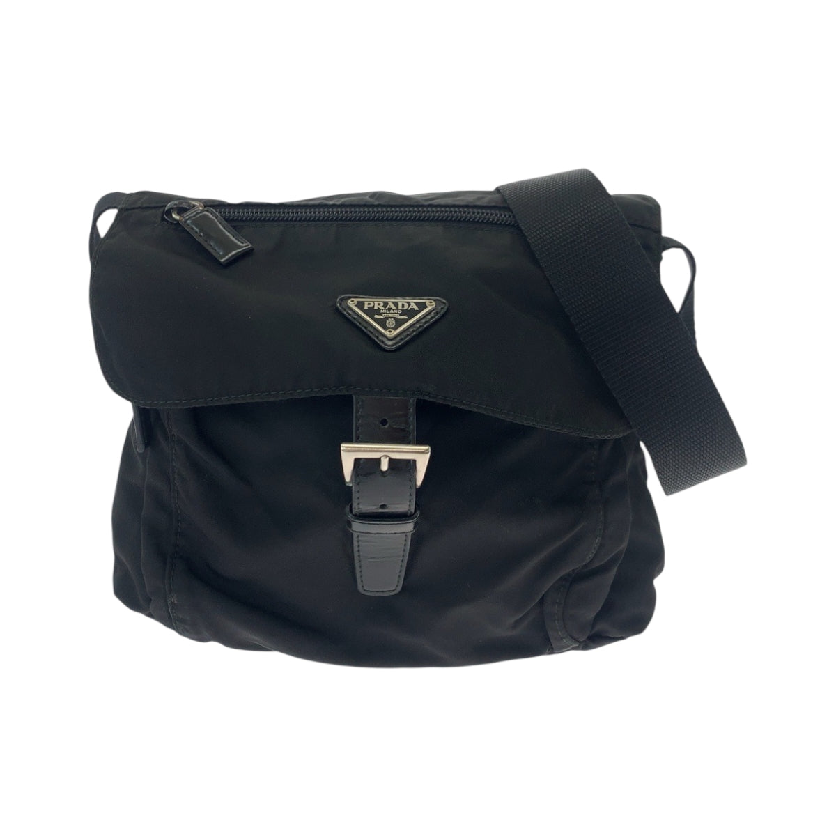 PRADA Shoulder Bag Nylon Black SilverMetal Shoulder Bag pochette Test Triangle With logo mens