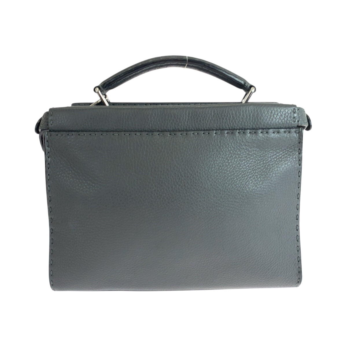 FENDI Shoulder Bag 7VA422 leather Grey SilverMetal Peekaboo Mini Fit logo