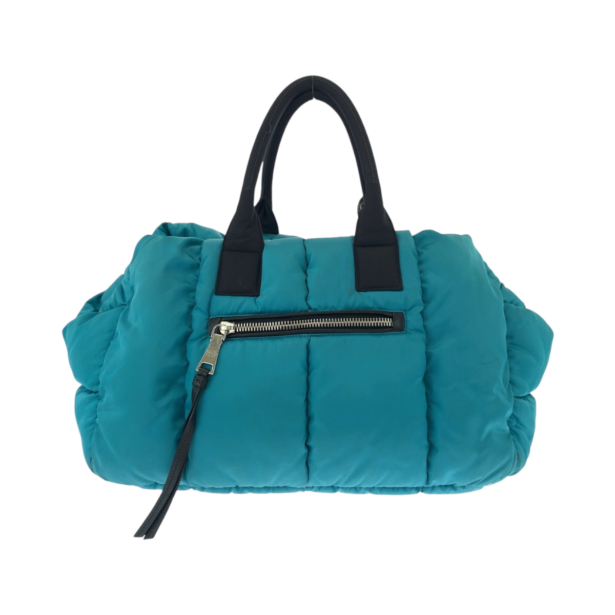 PRADA Shoulder Bag Nylon Turquoise Black SilverMetal Test Bomber Triangle With logo