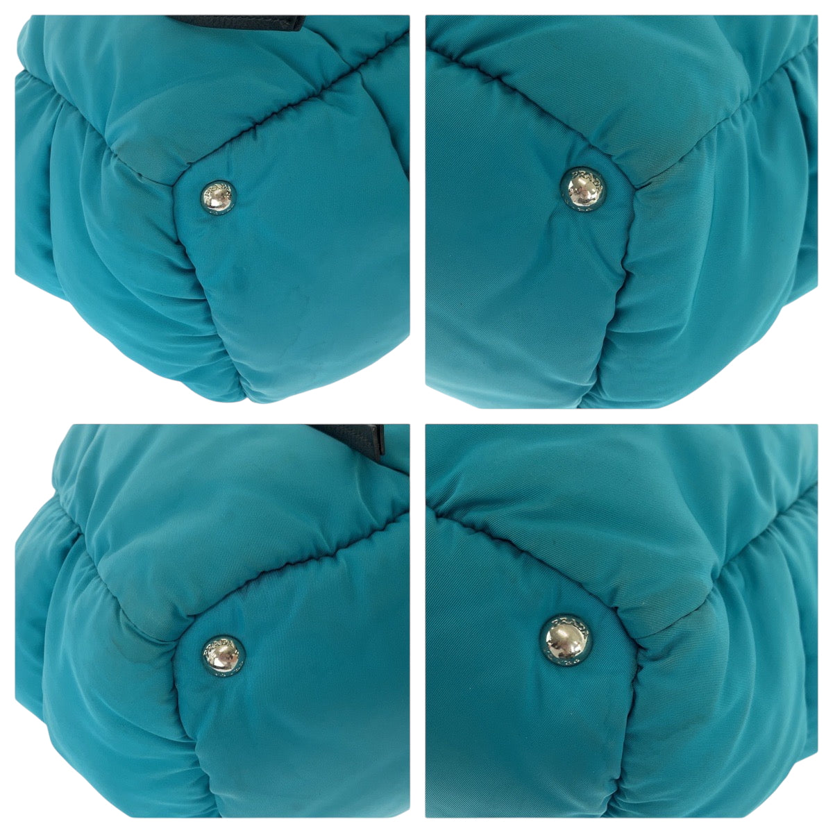 PRADA Shoulder Bag Nylon Turquoise Black SilverMetal Test Bomber Triangle With logo