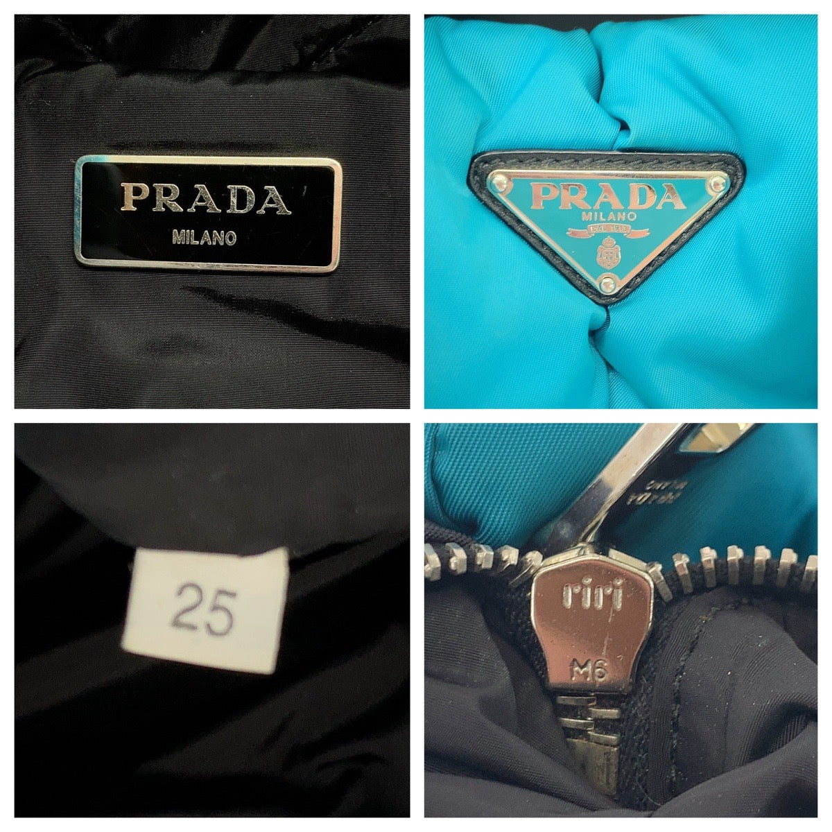 PRADA Shoulder Bag Nylon Turquoise Black SilverMetal Test Bomber Triangle With logo