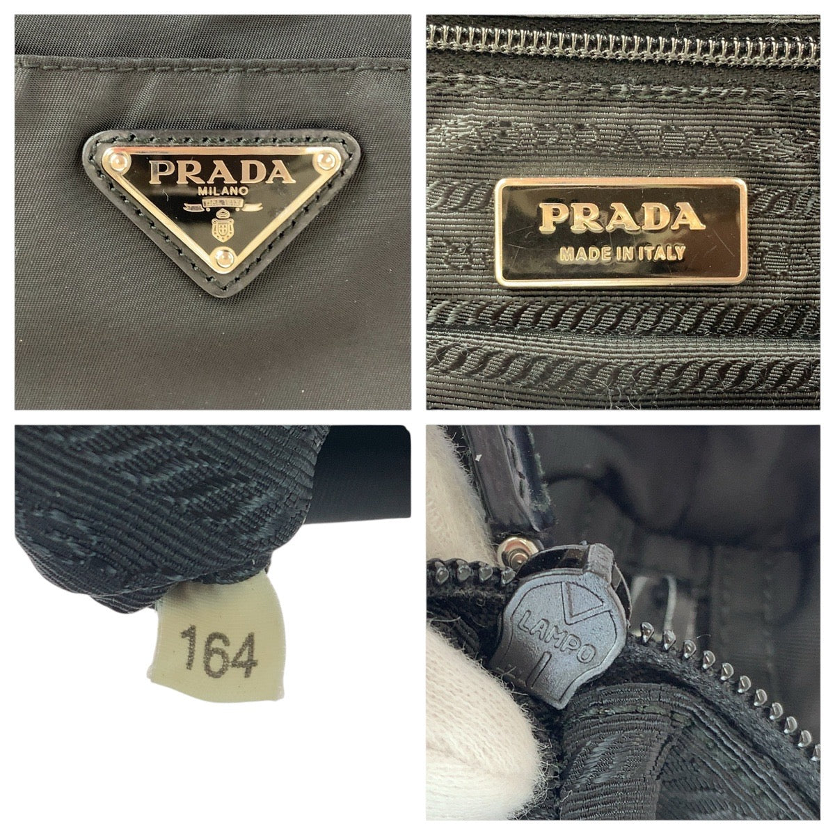 PRADA Tote Bag Nylon Black SilverMetal Test Triangle With logo
