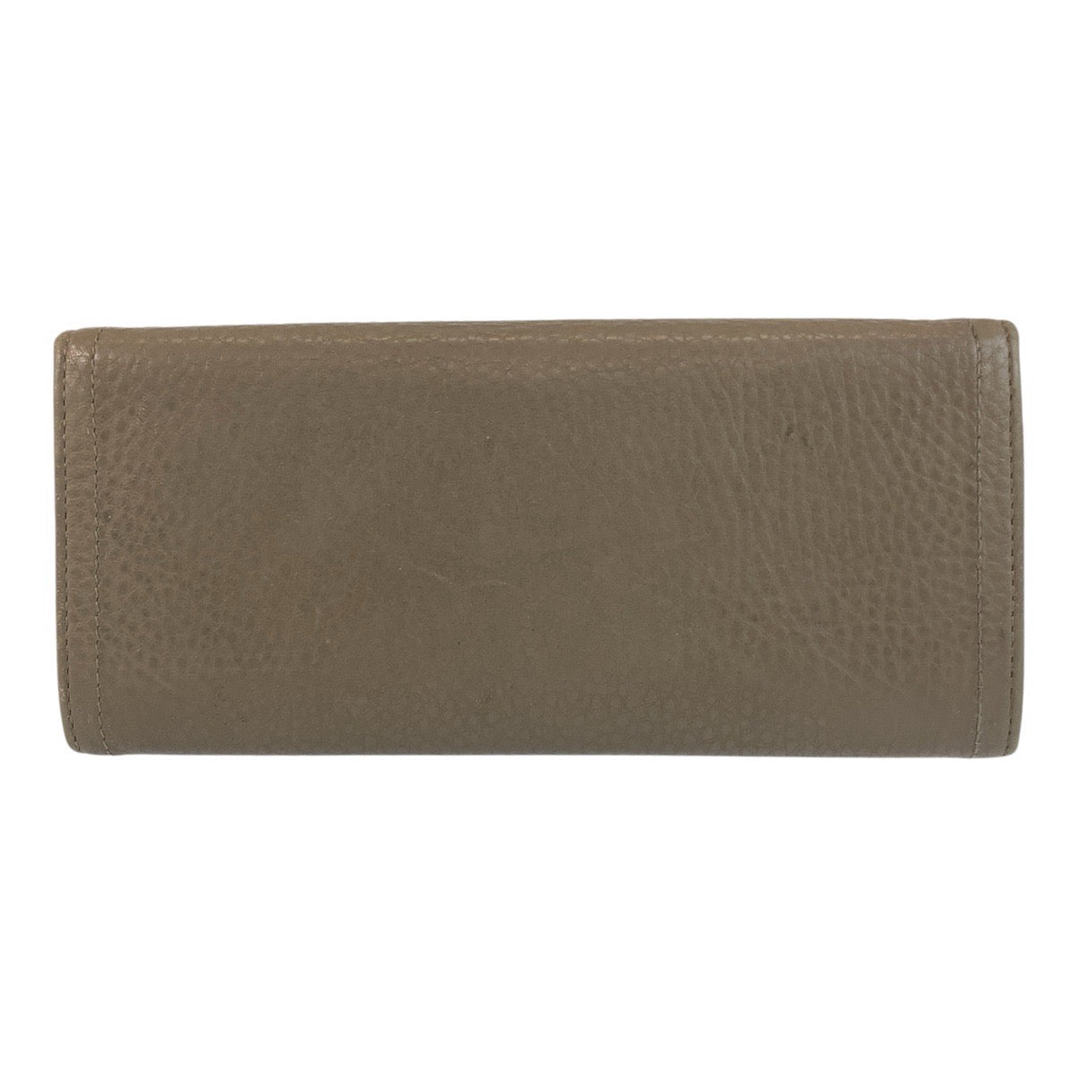 PRADA Long Wallet Purse leather Greige Gold Metal Long Wallet Purse logo Women