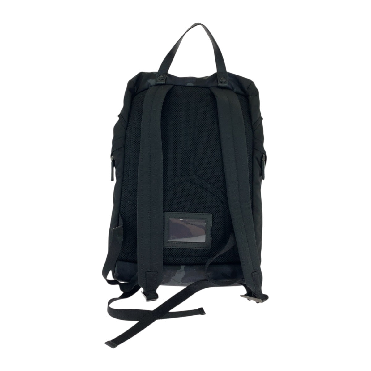 PRADA Backpack Nylon Blue Black SilverMetal Tessuto Camouflage Pattern Triangle With logo