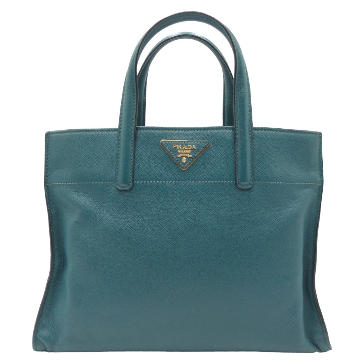 PRADA Tote Bag leather Green GoldMetal Safiano