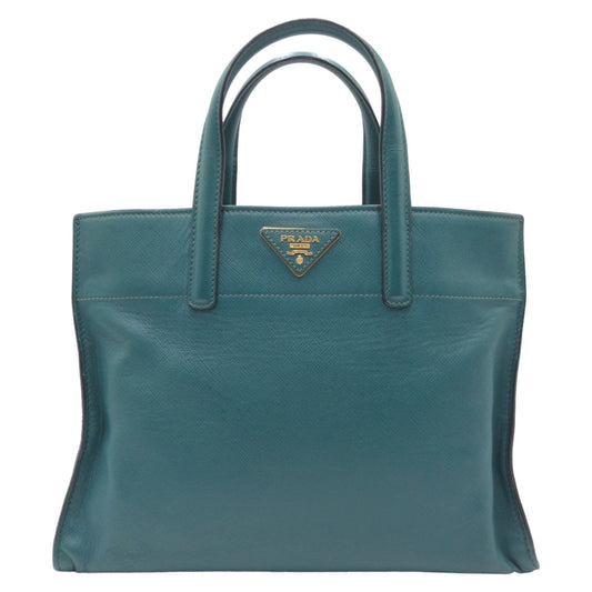 PRADA Tote Bag leather Green GoldMetal Safiano