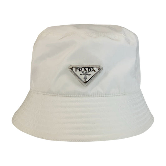 PRADA hat Nylon White SilverMetal Test Triangle With logo