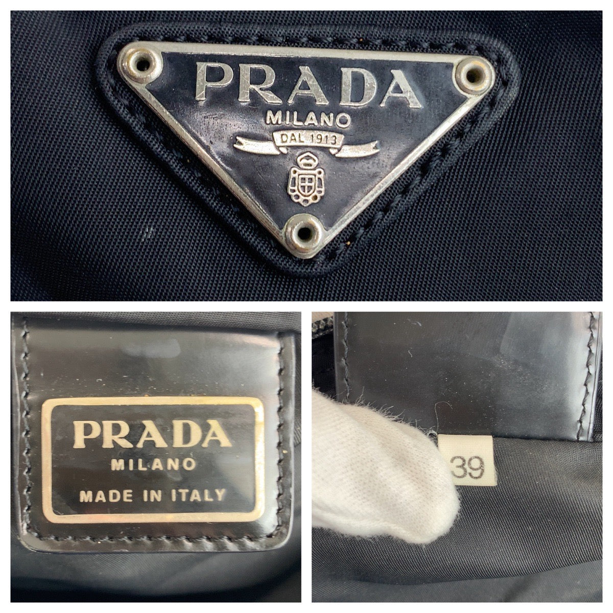 PRADA Shoulder Bag Nylon black Test Triangle With logo