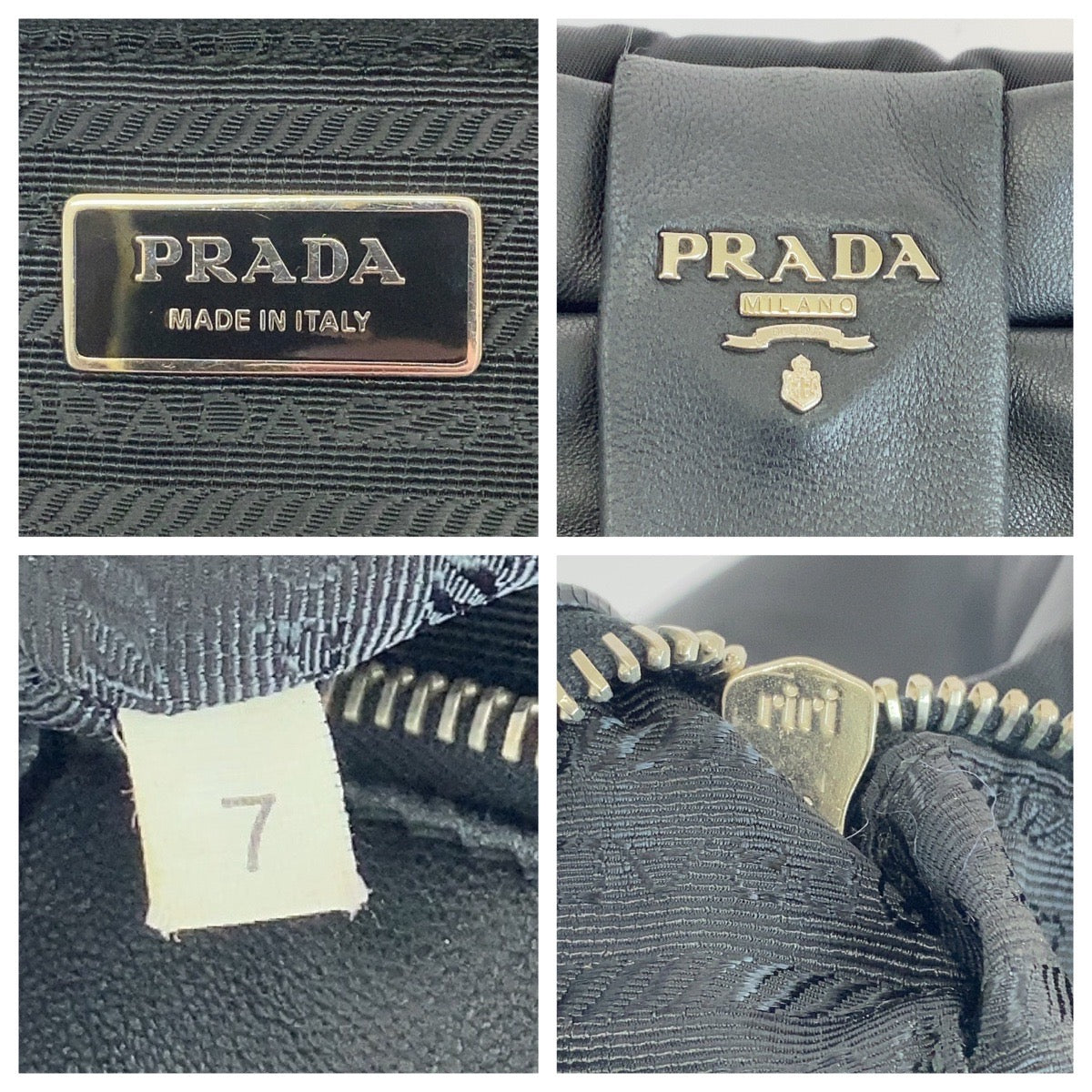 PRADA Tote Bag Nylon Black SilverMetal Test Ribbon TriangleWith logo