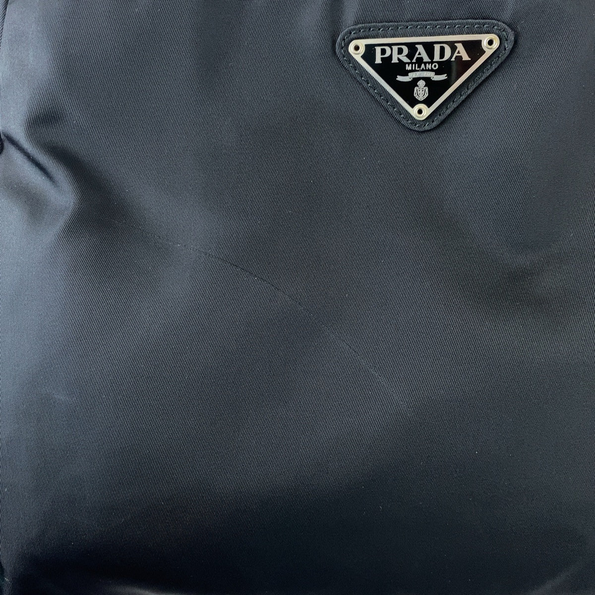 PRADA Tote Bag Nylon Black SilverMetal Test Triangle With logo
