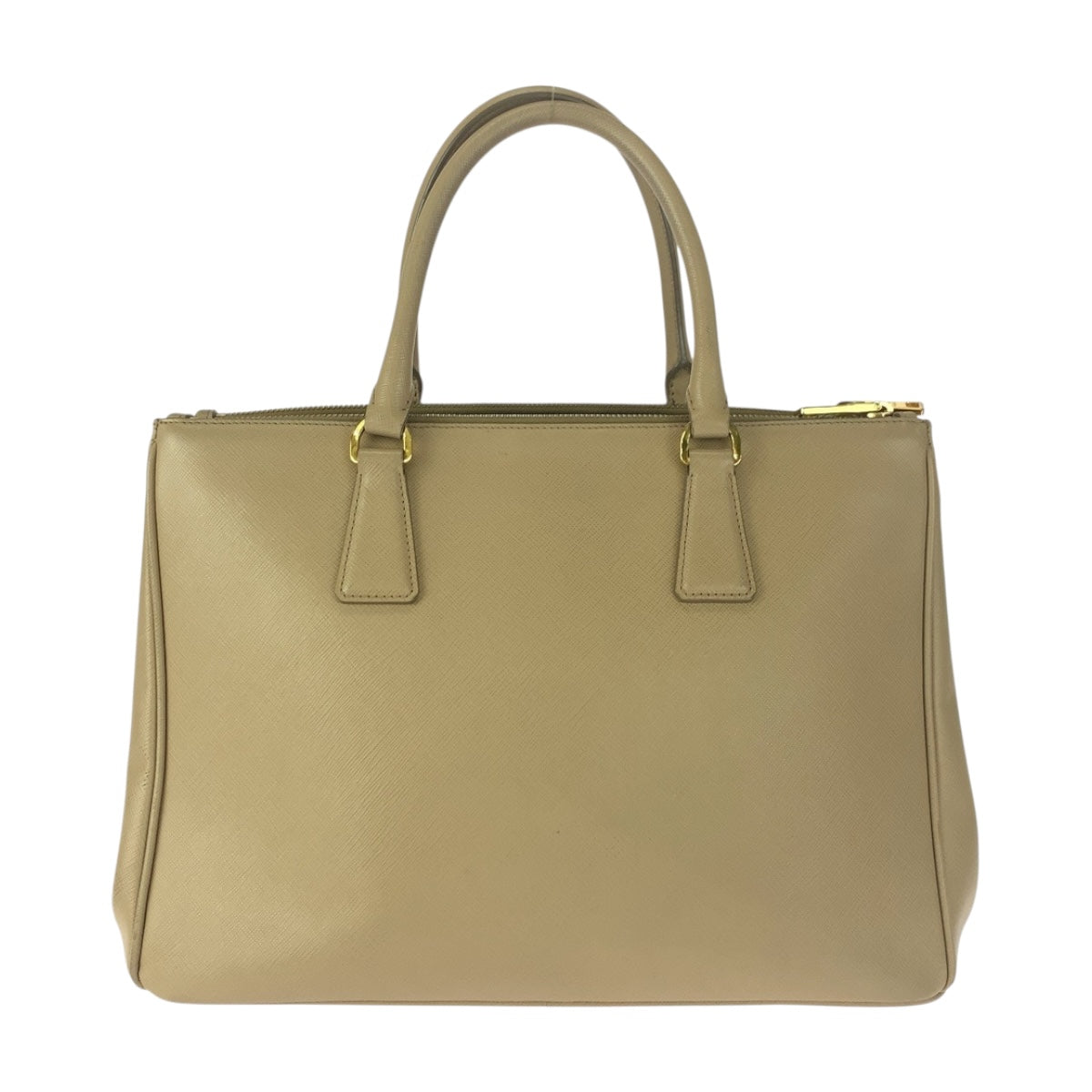PRADA Shoulder Bag leather beige Safiano Triangle With logo