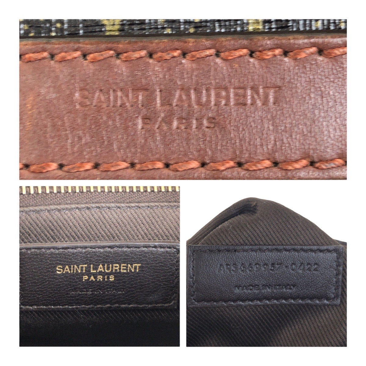 SAINT LAURENT PARIS Shoulder Bag 669957 leather Brown Gold Metal Le Monogram YSL