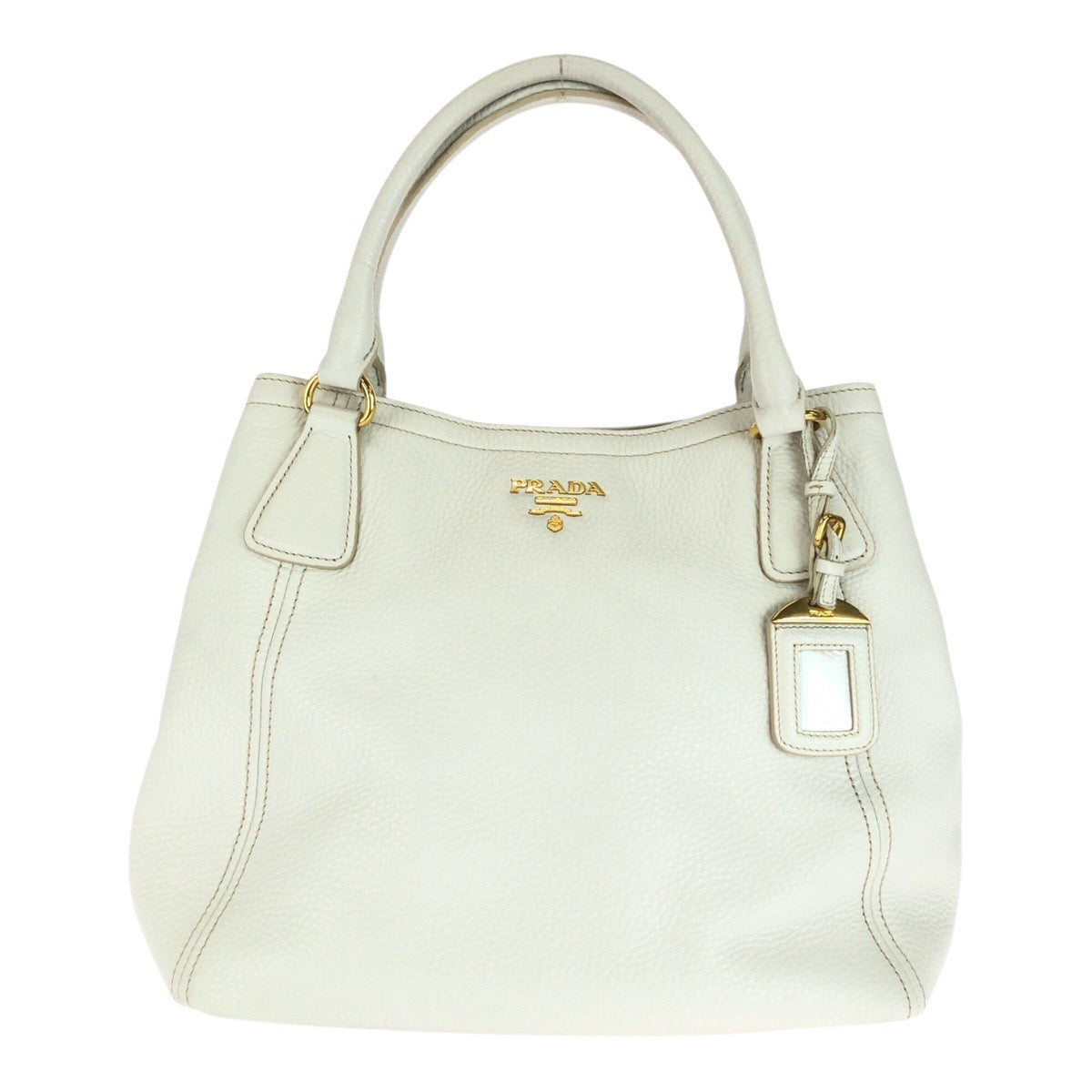 PRADA Handbag leather White Gold Metal Vitterodino