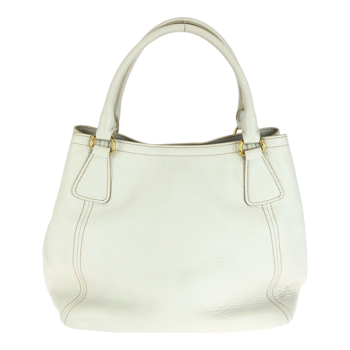 PRADA Handbag leather White Gold Metal Vitterodino