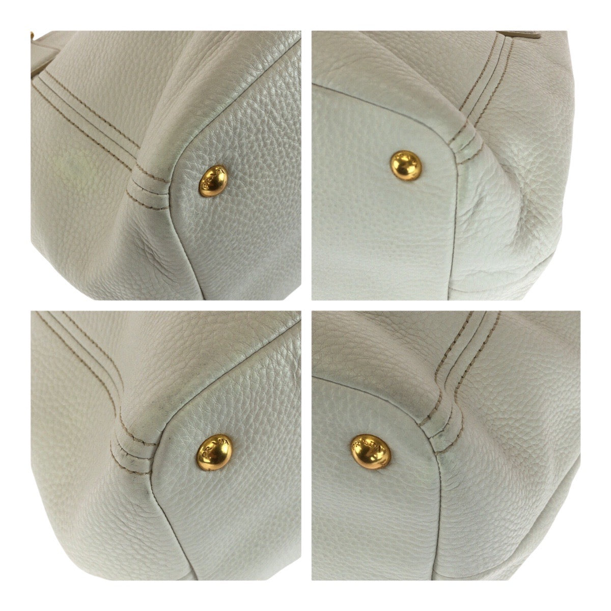 PRADA Handbag leather White Gold Metal Vitterodino